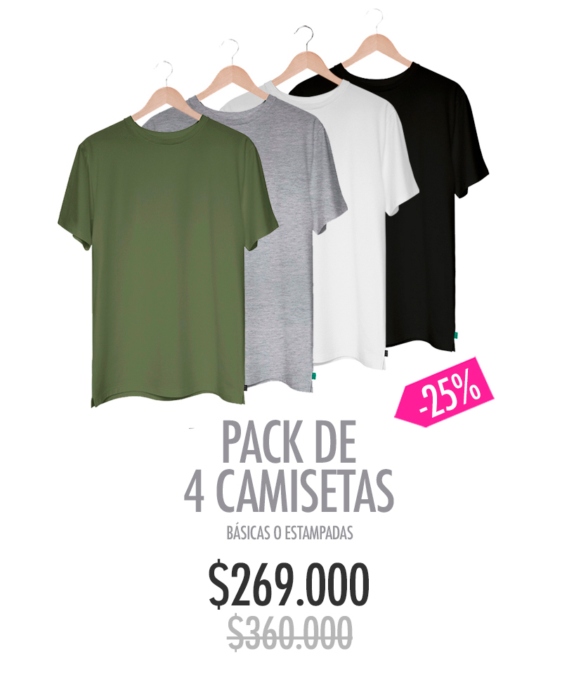 PACK DE 4 CAMISETAS PINEAPPLE ALGODÓN EGIPCIO CON DESCUENTO